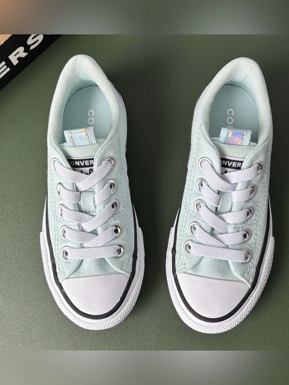 Converse CTAS Rave Ox Kids Slip On Sneakers in Light Mint
